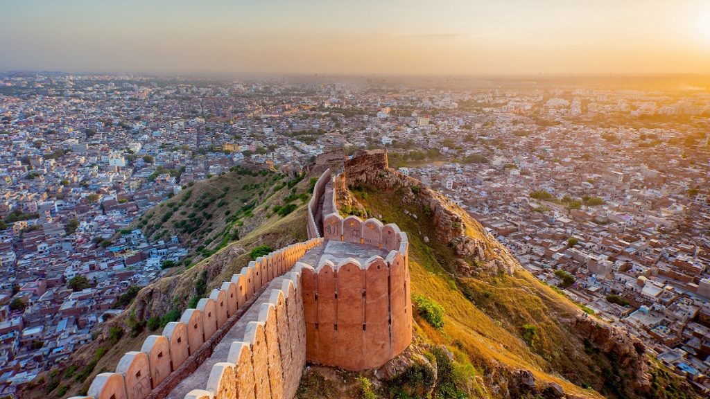 Overhead shot of the Amer Wall in Jaipur, India